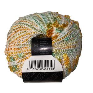 Filatura Di Crossa ORCHIDEA Bulky Tape Yarn Ribbon #1 Green Orange White